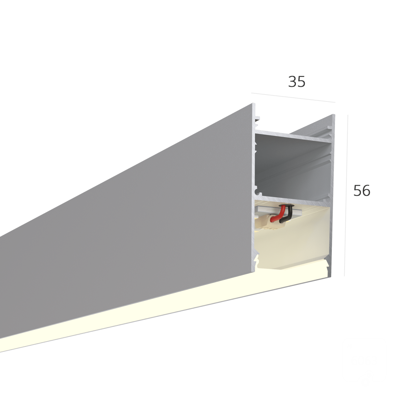 Dimensions 35x56mm.
Available in black, silver.
Chic anodized aluminum profile for making linear luminaires (pendant/overhead) with built-in power supply!