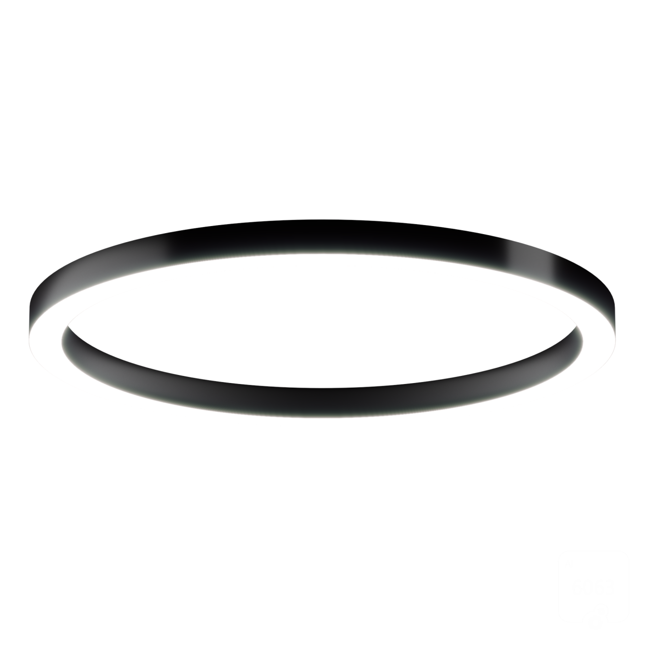 A series of ring shaped LED pendant lights with an LED strip.