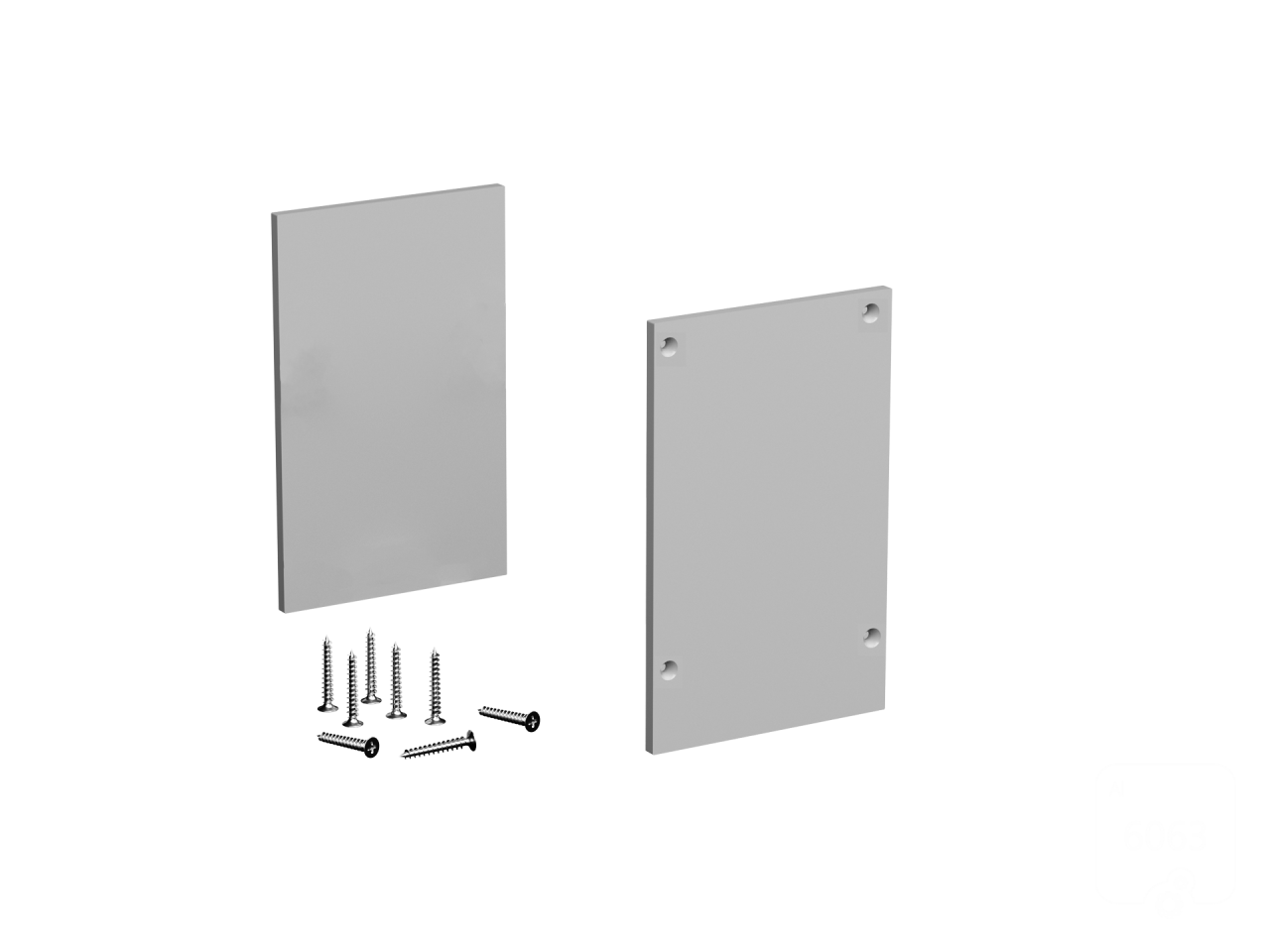 Pair of plugs for profile 6063 LINE5070.
Includes 2 plugs, 8 screws.