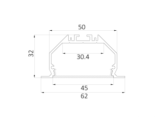 Dimensions 49(63)x35mm.
<strong>From 2 to 3 meters! White / silver / black.</strong>
Aluminum profile for manufacturing recessed linear luminaires.